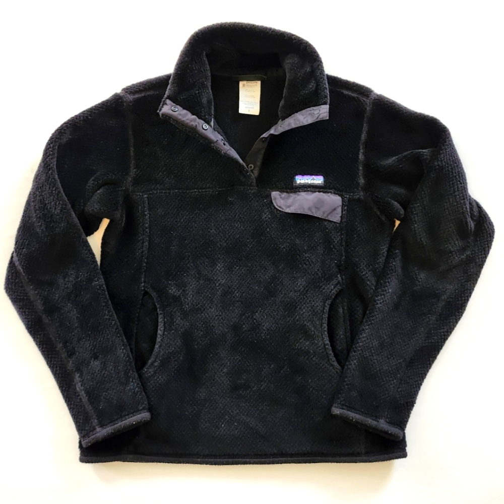 Patagonia women's re-tool half-snap pullover fleece black sz Small